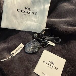 Coach Metallic Silver Baseball Glove Keychain